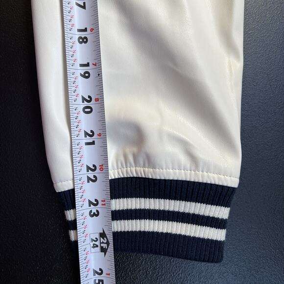 True Religion Guitar Buddha Varsity Jacket Women Large Denim White Retro Y2K NEW - Picture 12 of 12